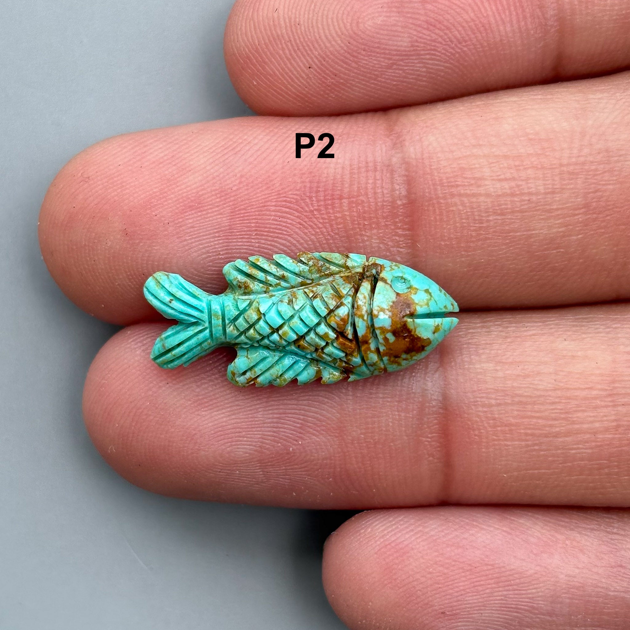 Natural Turquoise Hand Carved Fish Carving – Semi-Precious Gemstone Fish Carving for Jewelry Making