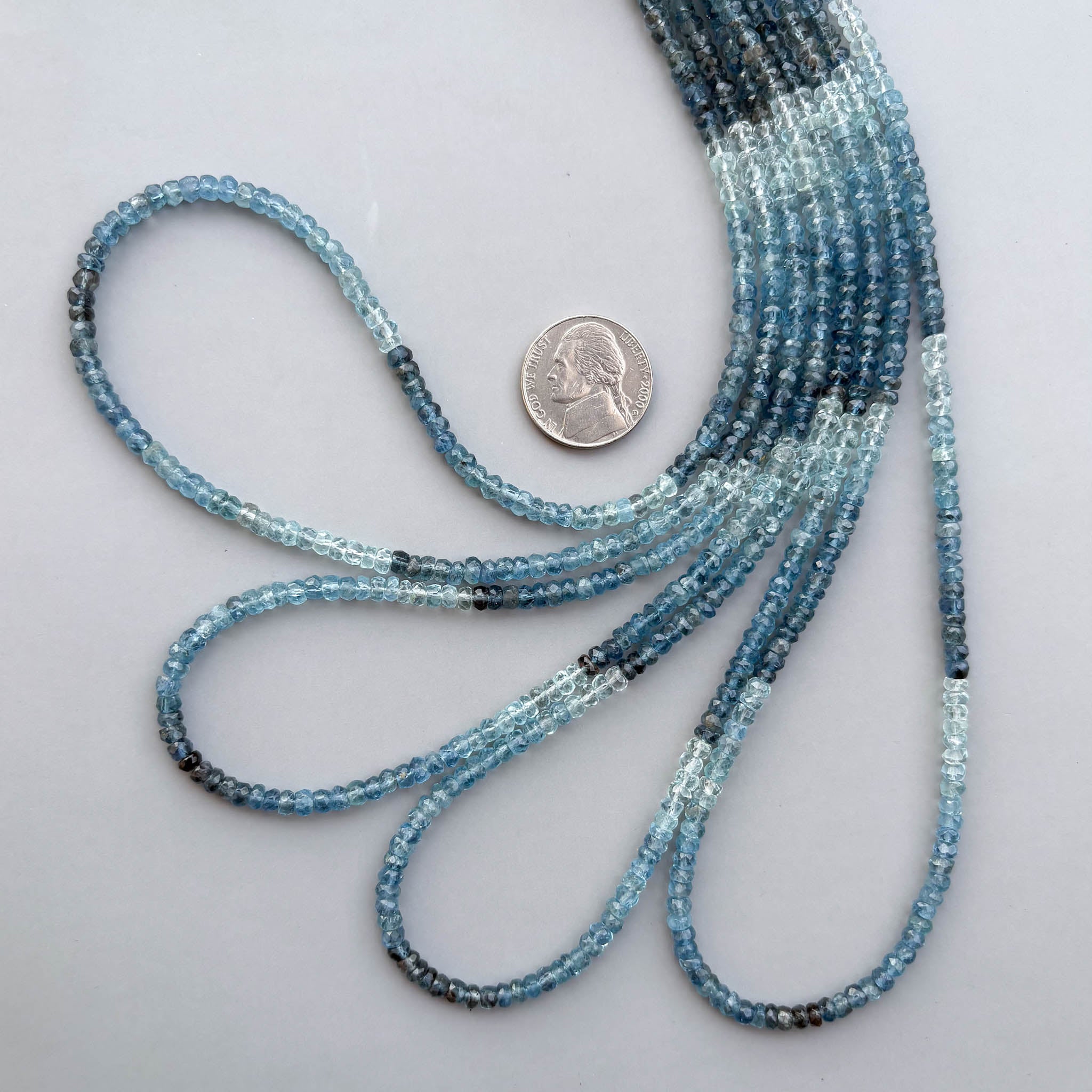 natural aquamarine ombre shaded faceted rondelle beads in 4mm for jewelry making