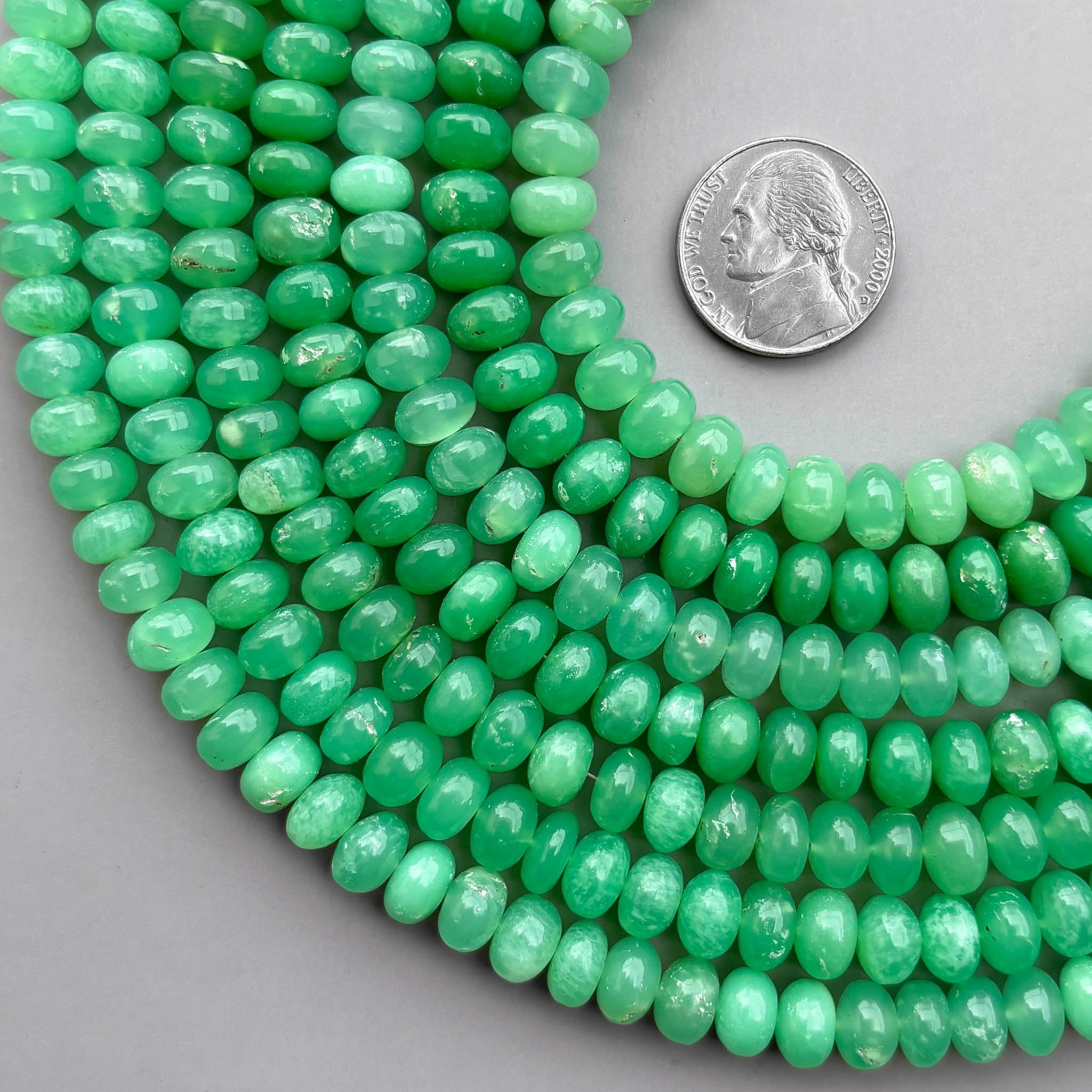 Natural Chrysoprase Smooth Rondelle Beads 8mm 8 Inch Calibrated Semi-Precious Gemstone Strand for Jewelry Making