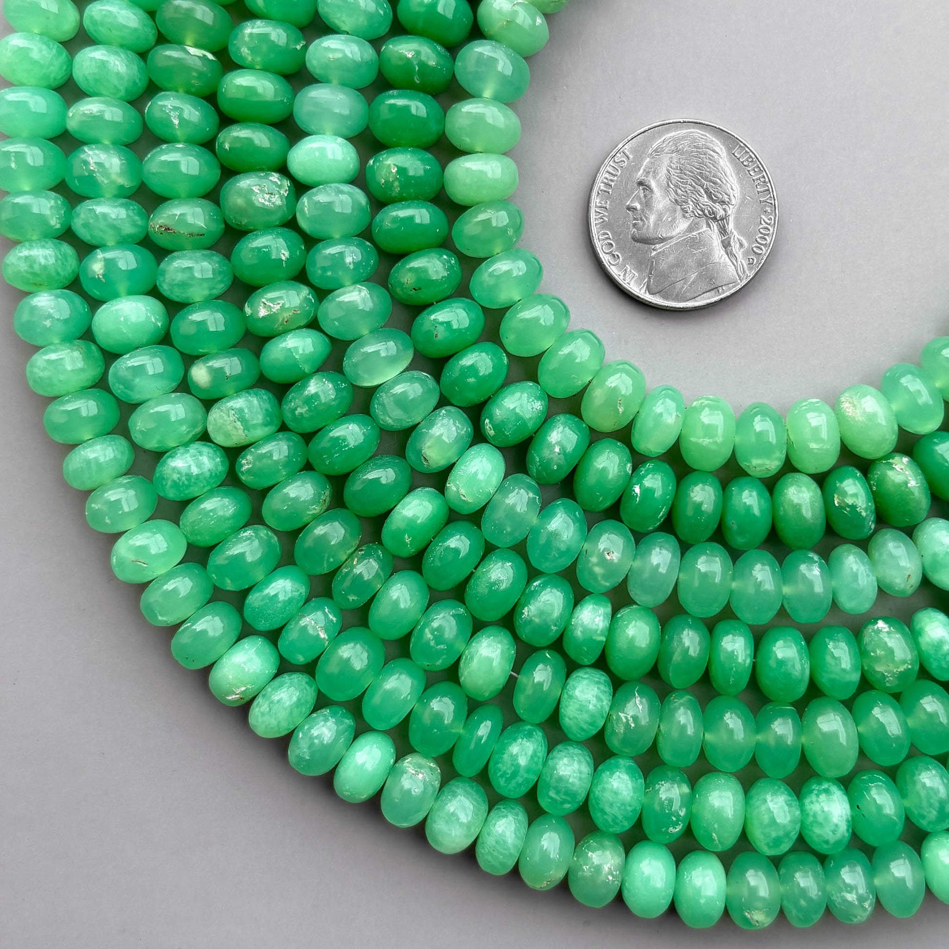 Natural Chrysoprase Smooth Rondelle Beads 8mm 8 Inch Calibrated Semi-Precious Gemstone Strand for Jewelry Making