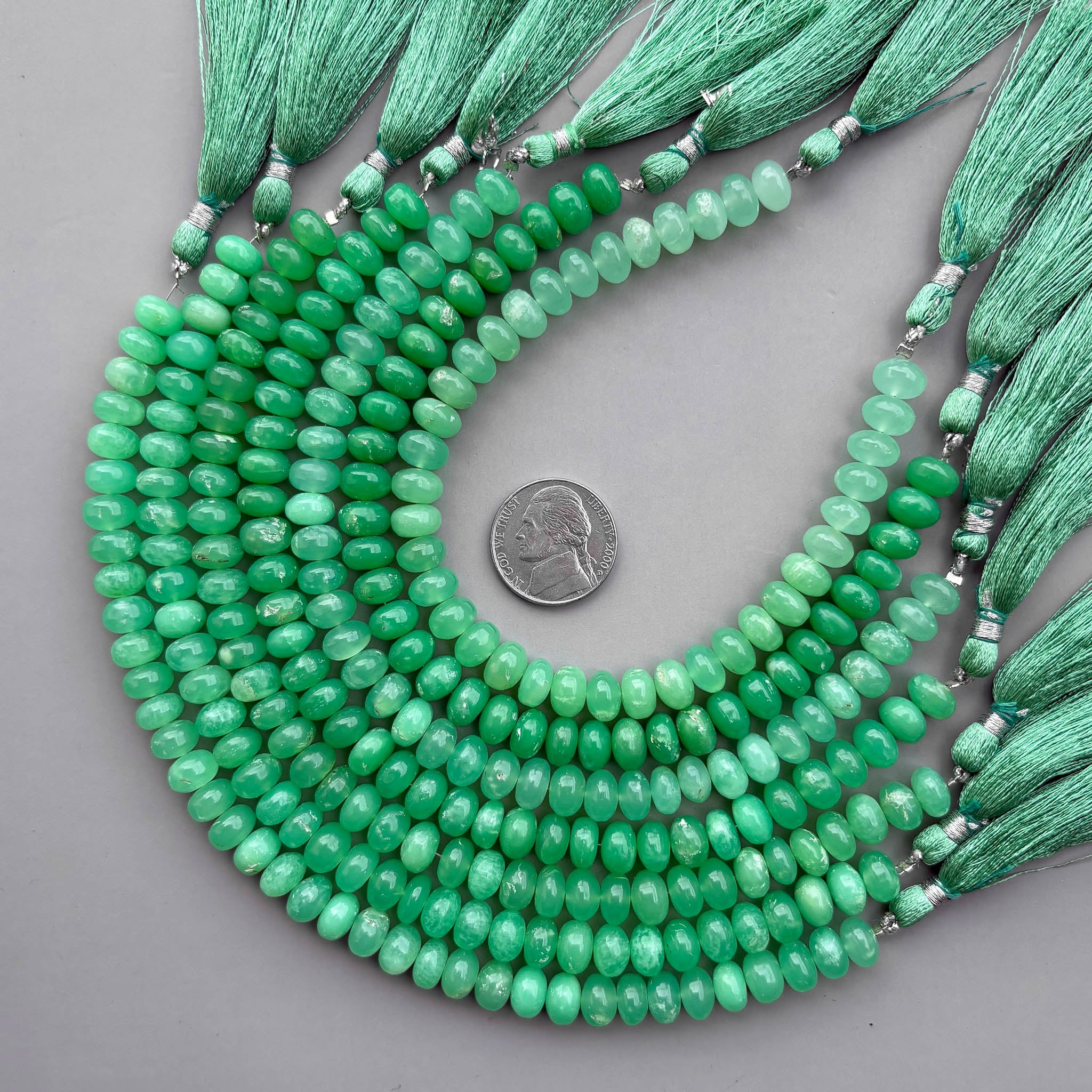 Natural Chrysoprase Smooth Rondelle Beads 8mm – 8″ Calibrated Semi-Precious Gemstone Beads Strand for Jewelry Making