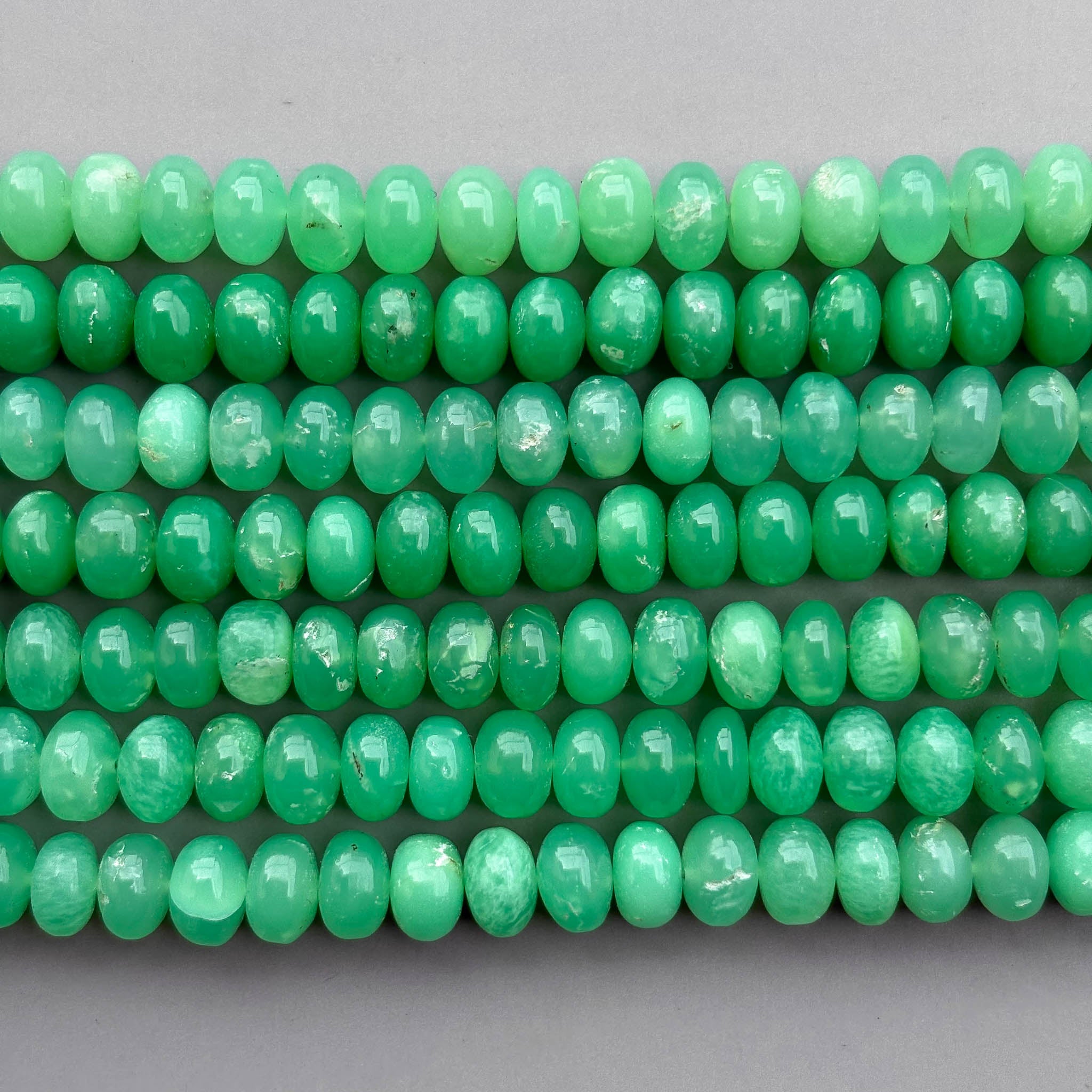 Natural Chrysoprase Smooth Rondelle Beads 8mm – 8″ Calibrated Semi-Precious Gemstone Beads Strand for Jewelry Making
