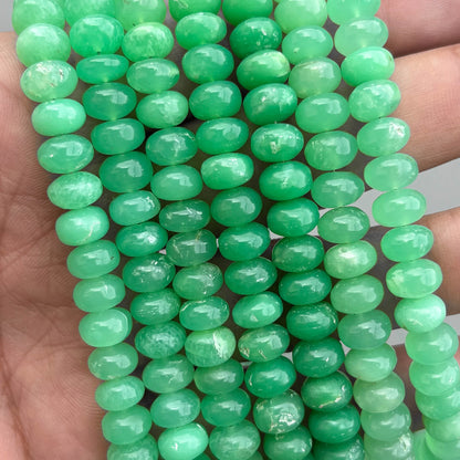 Natural Chrysoprase Smooth Rondelle Beads 8mm – 8″ Calibrated Semi-Precious Gemstone Beads Strand for Jewelry Making