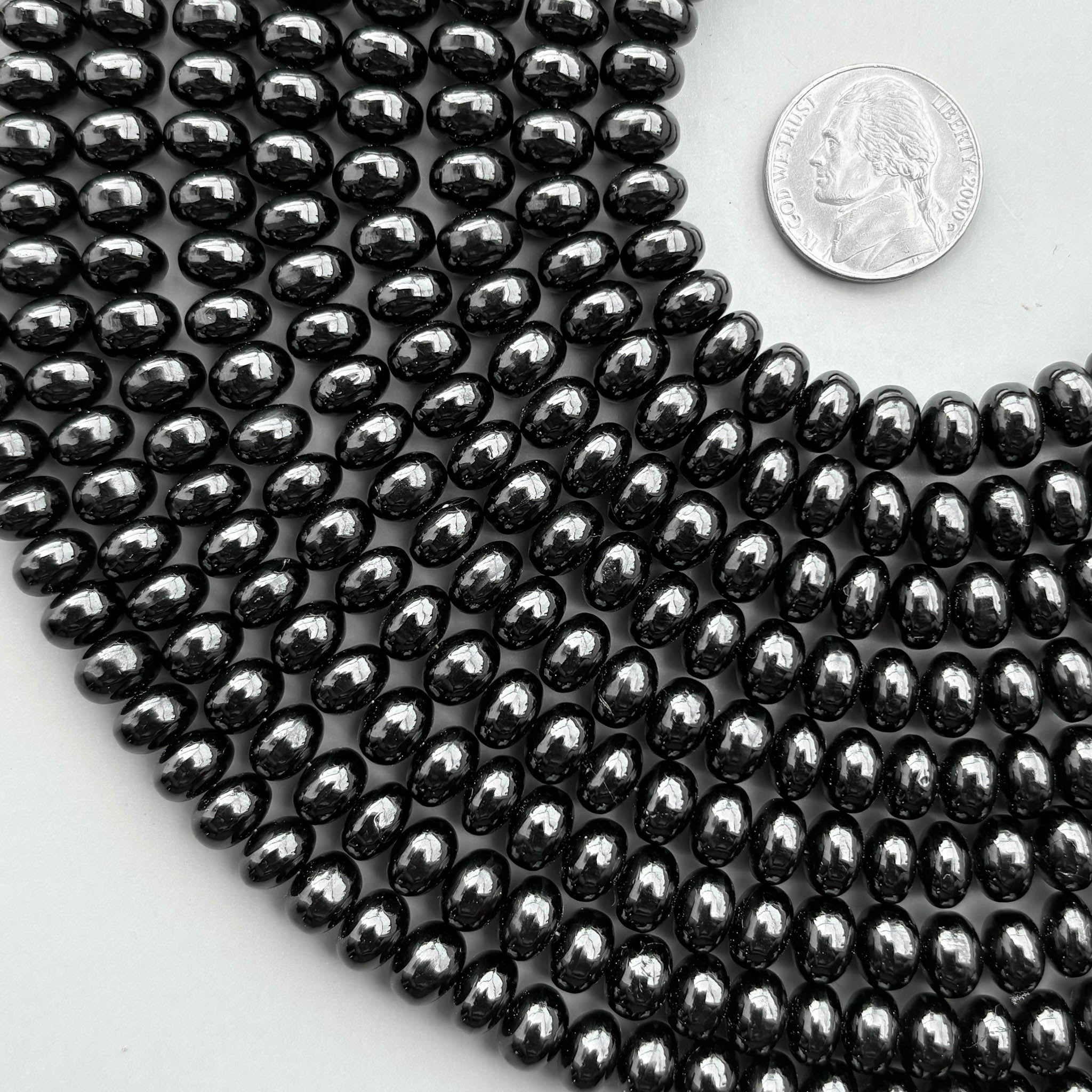Natural Black Spinel Smooth Rondelle Beads 8mm – 8″ Calibrated Semi-Precious Gemstone Beads Strand for Jewelry Making