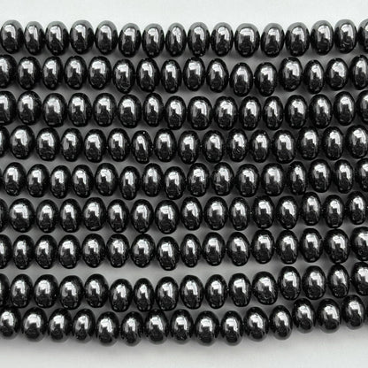 Natural Black Spinel Smooth Rondelle Beads 8mm – 8″ Calibrated Semi-Precious Gemstone Beads Strand for Jewelry Making