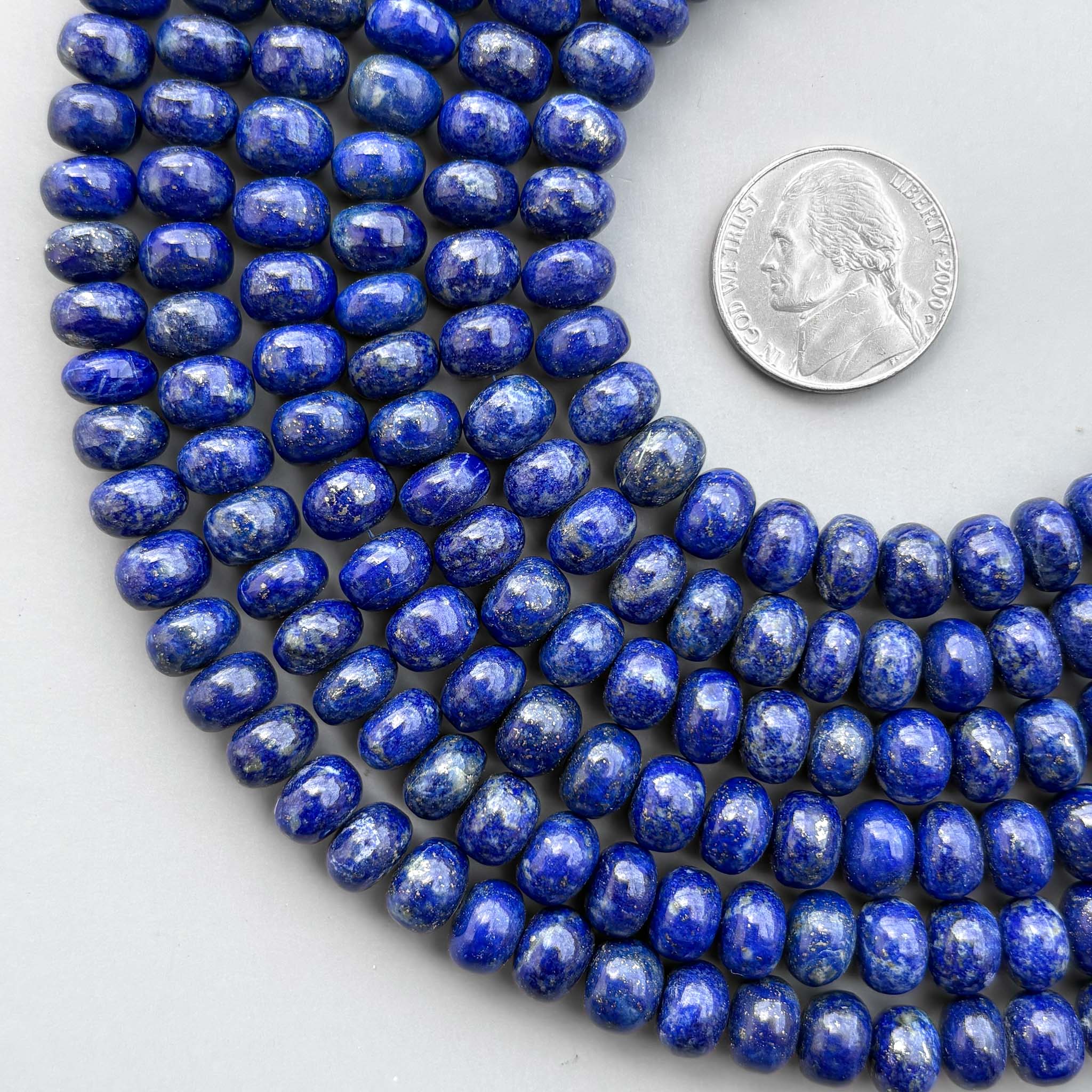 natural lapis lazuli smooth plain rondelle beads in calibrated 8mm size for jewelry making purpose