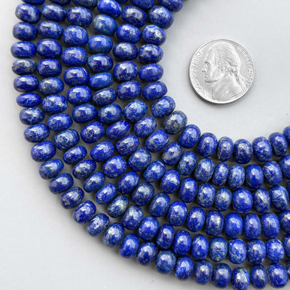 natural lapis lazuli smooth plain rondelle beads in calibrated 8mm size for jewelry making purpose