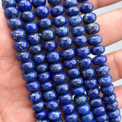 Natural Lapis Lazuli Smooth Rondelle Beads 8mm – 8″ Calibrated Semi-Precious Gemstone Beads Strand for Jewelry Making