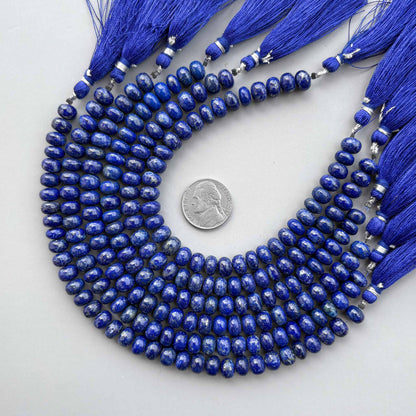 Natural Lapis Lazuli Smooth Rondelle Beads 8mm – 8″ Calibrated Semi-Precious Gemstone Beads Strand for Jewelry Making