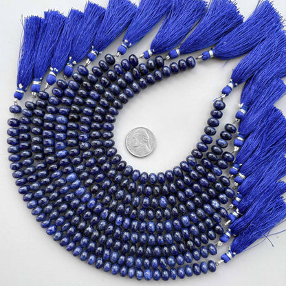 Natural Sodalite Smooth Rondelle Beads 8mm – 8″ Calibrated Semi-Precious Gemstone Beads Strand for Jewelry Making