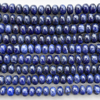 Natural Sodalite Smooth Rondelle Beads 8mm – 8″ Calibrated Semi-Precious Gemstone Beads Strand for Jewelry Making
