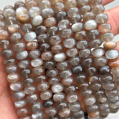 Natural Mix Moonstone Smooth Rondelle Beads 8mm – 8″ Calibrated Semi-Precious Gemstone Beads Strand for Jewelry Making
