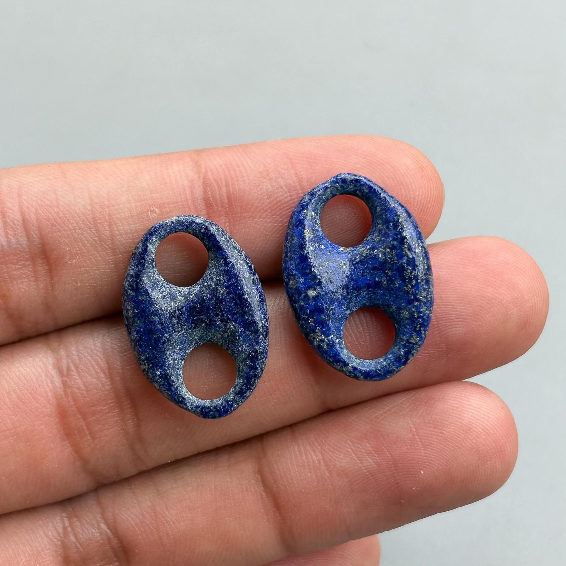 Hand carved lapis lazuli calabrote chain connector for jewelry making