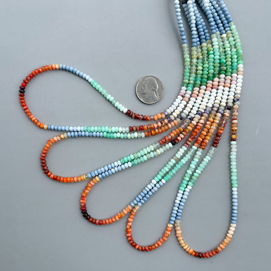 Natural multi opal smooth rondelle beads in mixed natural colors