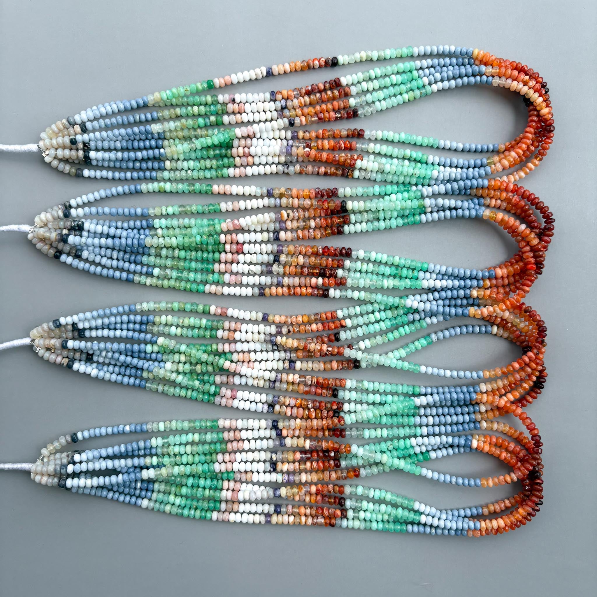 4mm natural multi opal smooth rondelle gemstone beads