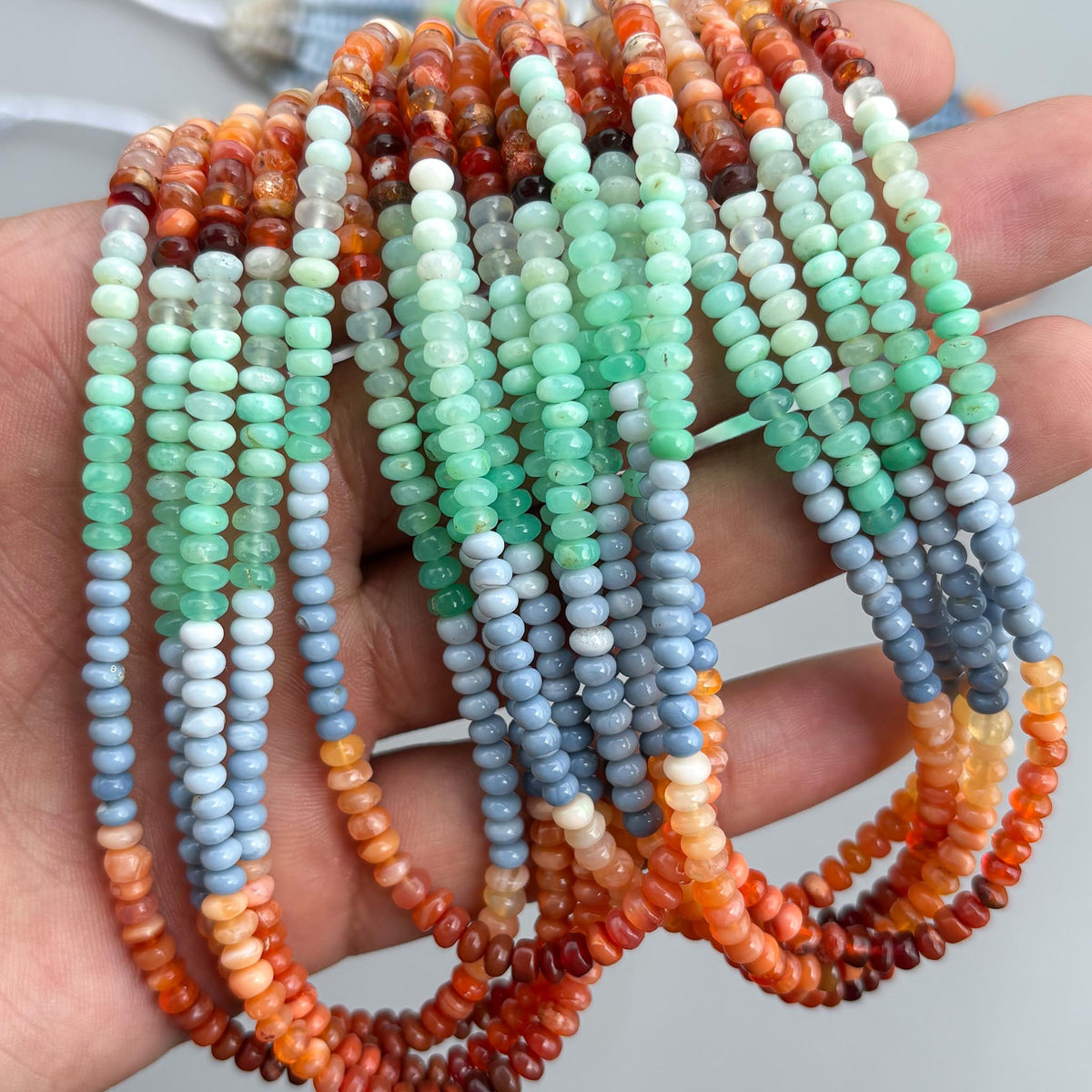 Natural multi-color opal rondelle beads for jewelry making