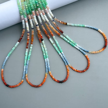 Natural Multi Opal Smooth Rondelle Beads 4mm – Mixed Semi-Precious Gemstone Strand