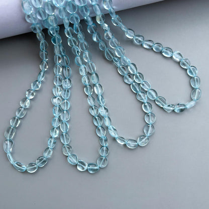 Natural Blue Topaz Smooth Tumble Beads 6×8–8×10mm – Small Size Nugget Gemstone Strand