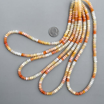 Natural Shaded Pink Conch Opal Smooth Rondelle Beads 6.5mm – Ombre Semi-Precious Gemstone Strand