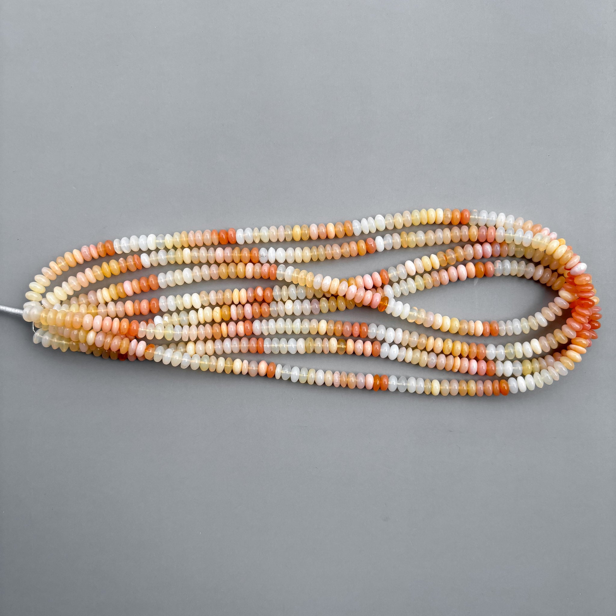 Natural Shaded Pink Conch Opal Smooth Rondelle Beads 6.5mm – Ombre Semi-Precious Gemstone Strand