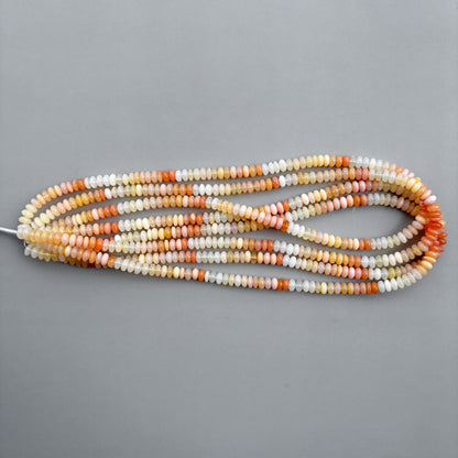Natural Shaded Pink Conch Opal Smooth Rondelle Beads 6.5mm – Ombre Semi-Precious Gemstone Strand