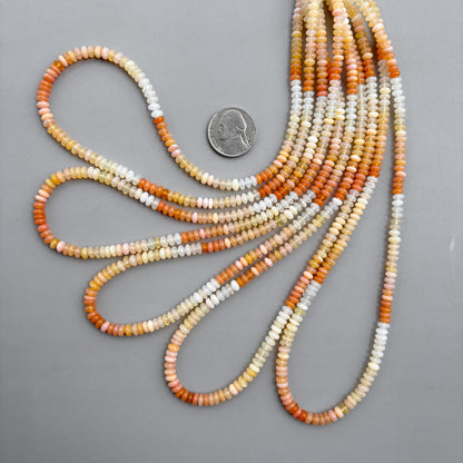 Natural Shaded Pink Conch Opal Smooth Rondelle Beads 4.5–5mm – Ombre Semi-Precious Gemstone Strand