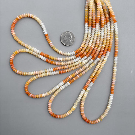 Natural Shaded Pink Conch Opal Smooth Rondelle Beads 4.5–5mm – Ombre Semi-Precious Gemstone Strand
