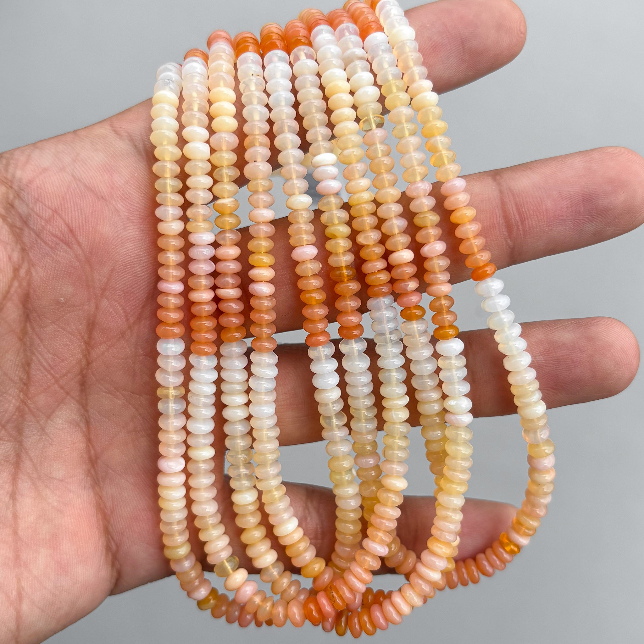 Natural Shaded Pink Conch Opal Smooth Rondelle Beads 4.5–5mm – Ombre Semi-Precious Gemstone Strand