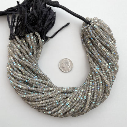 5mm natural labradorite faceted rondelle gemstone beads