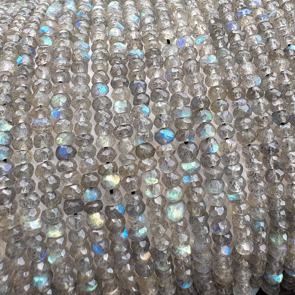 Natural labradorite rondelle beads with blue flash for jewelry making