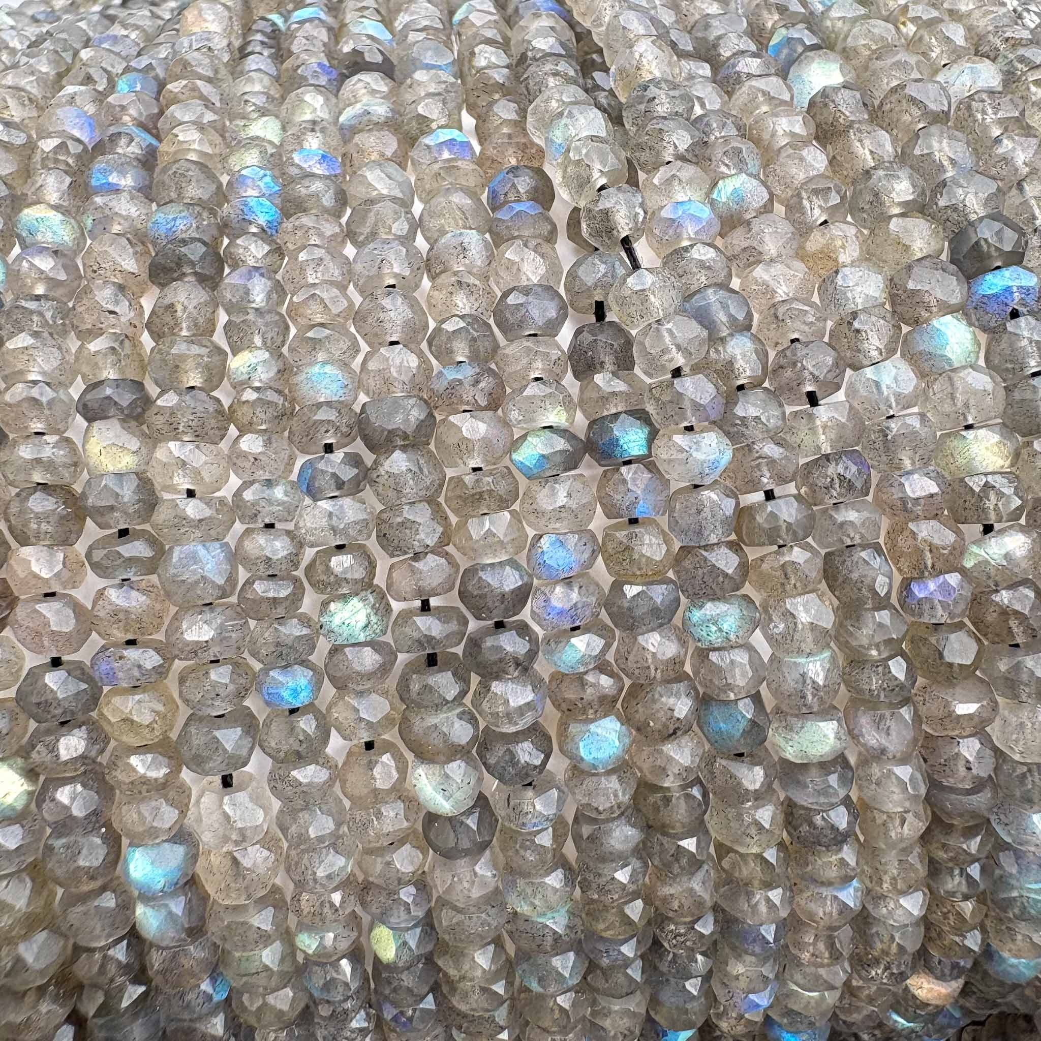 5mm natural labradorite faceted rondelle gemstone beads