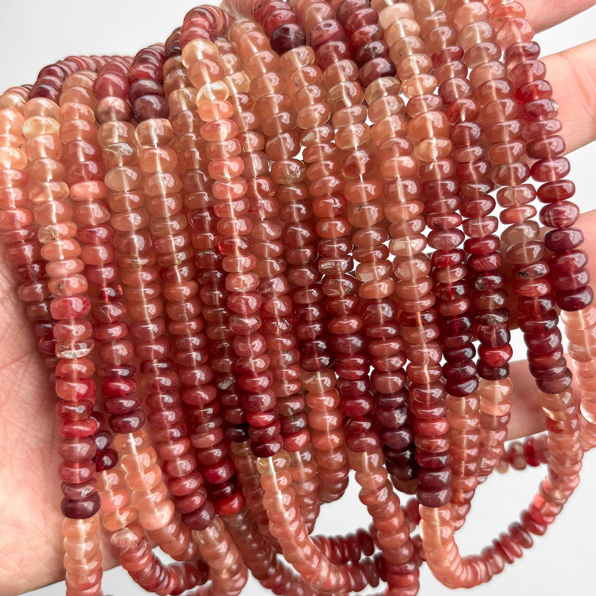 Natural Andesine Labradorite 6.5-7mm Smooth Rondelle Beads – 16″ Semi-Precious Gemstone Beads Strand