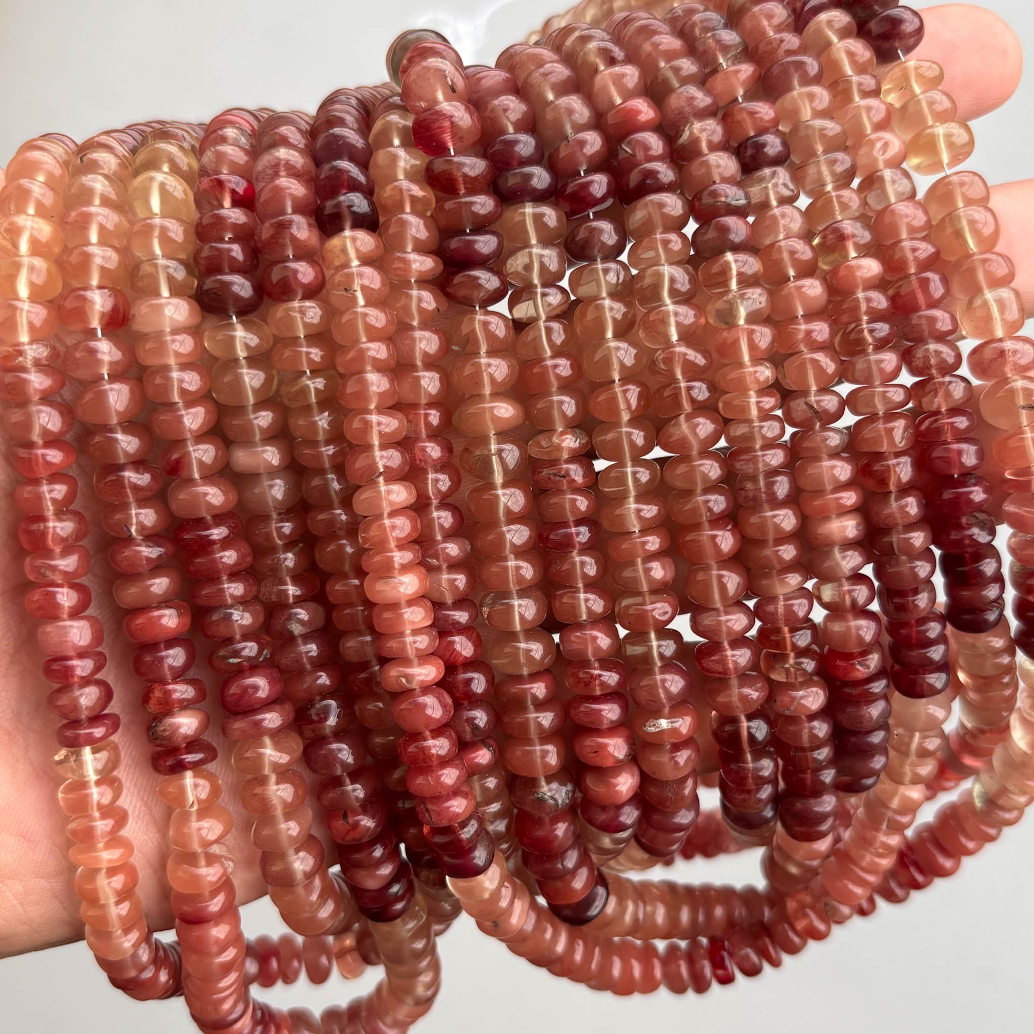 7mm natural andesine labradorite polished rondelle gemstone beads