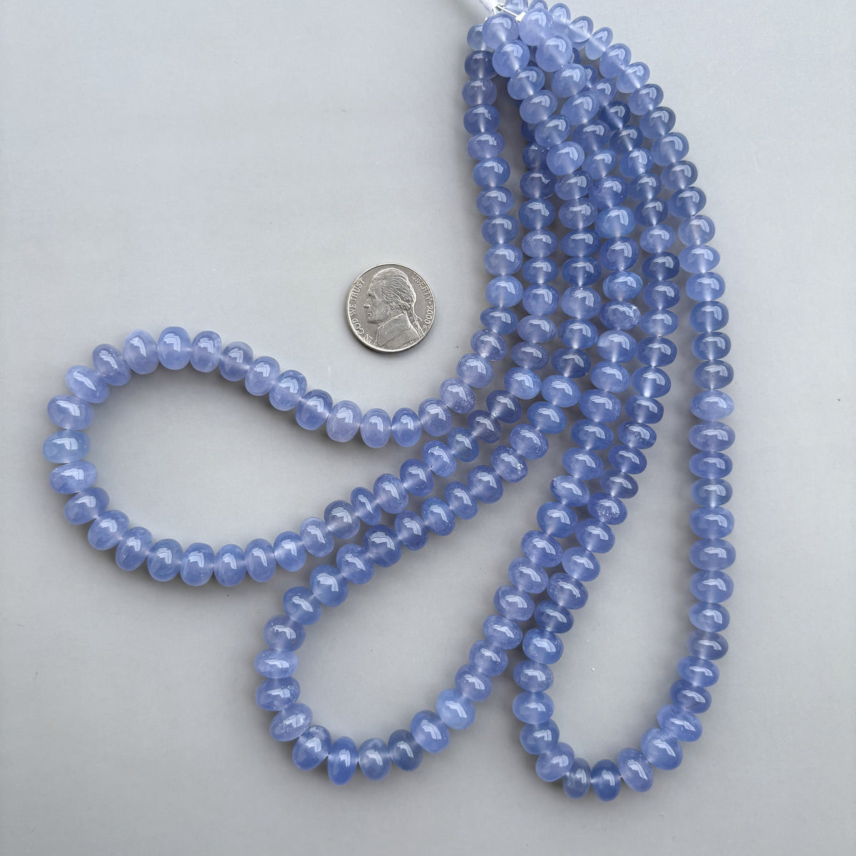 Natural Namibian chalcedony smooth rondelle beads