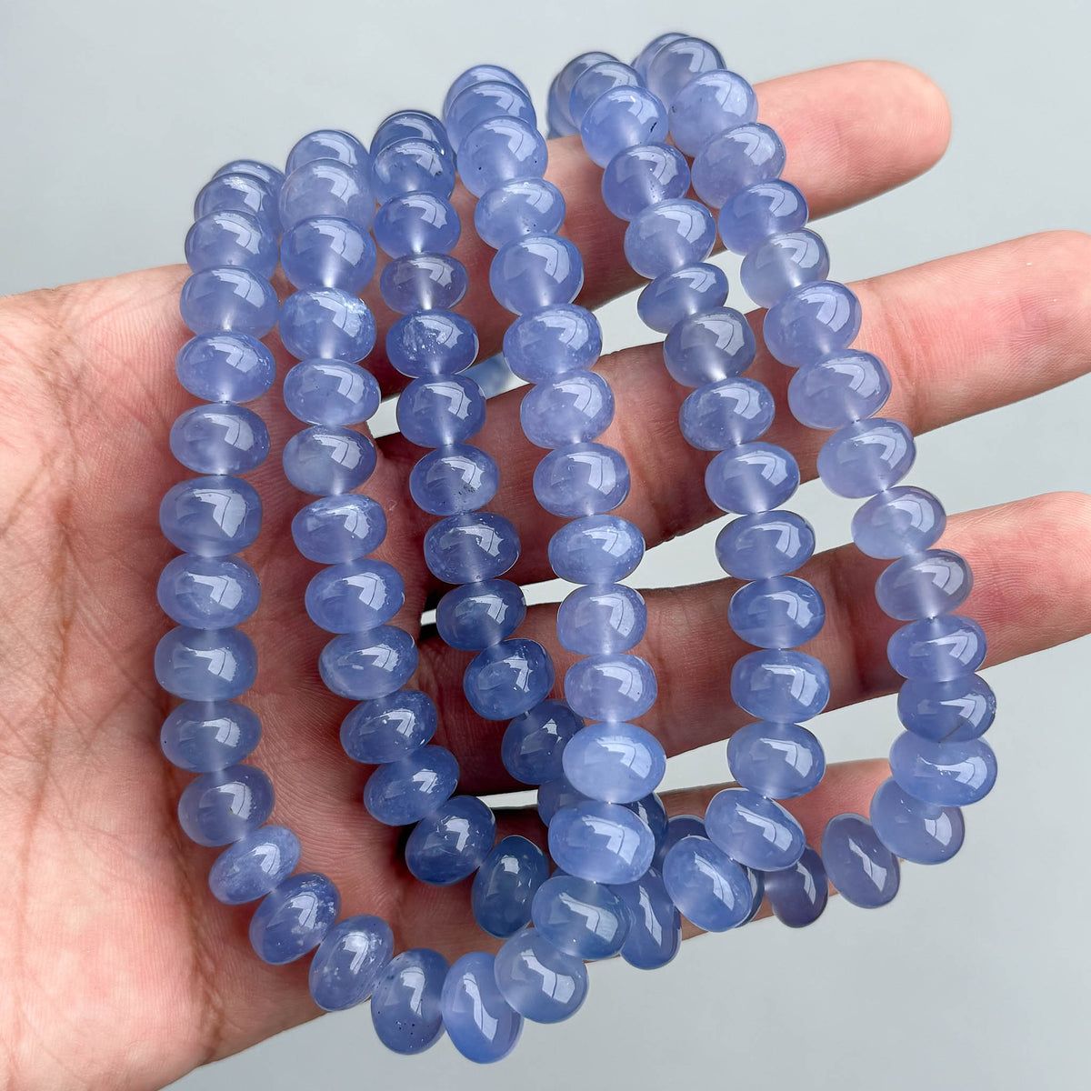 7–10.5mm Namibian chalcedony smooth rondelle gemstone beads