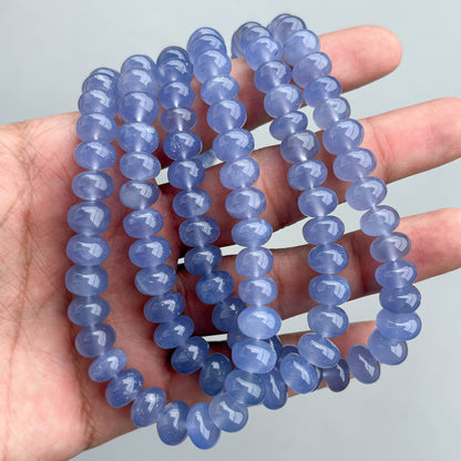 7–10.5mm Namibian chalcedony smooth rondelle gemstone beads