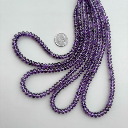 Natural Amethyst Faceted Rondelle Beads 5–8.5mm – 16" Semi-Precious Gemstone Strand