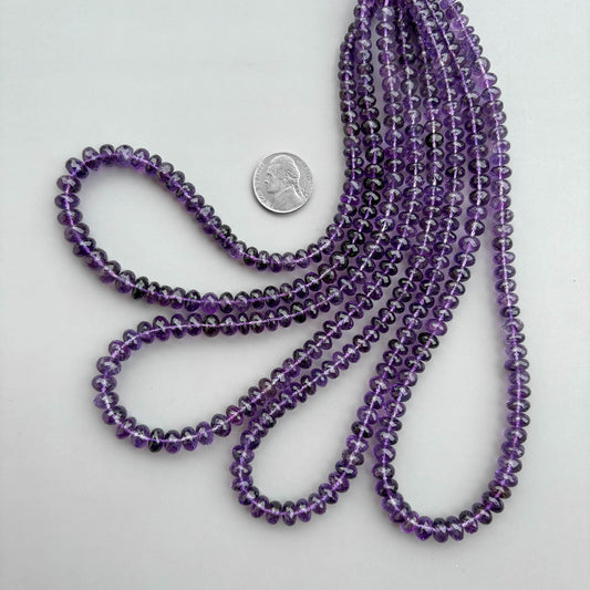 Natural Amethyst Faceted Rondelle Beads 5–8.5mm – 16" Semi-Precious Gemstone Strand