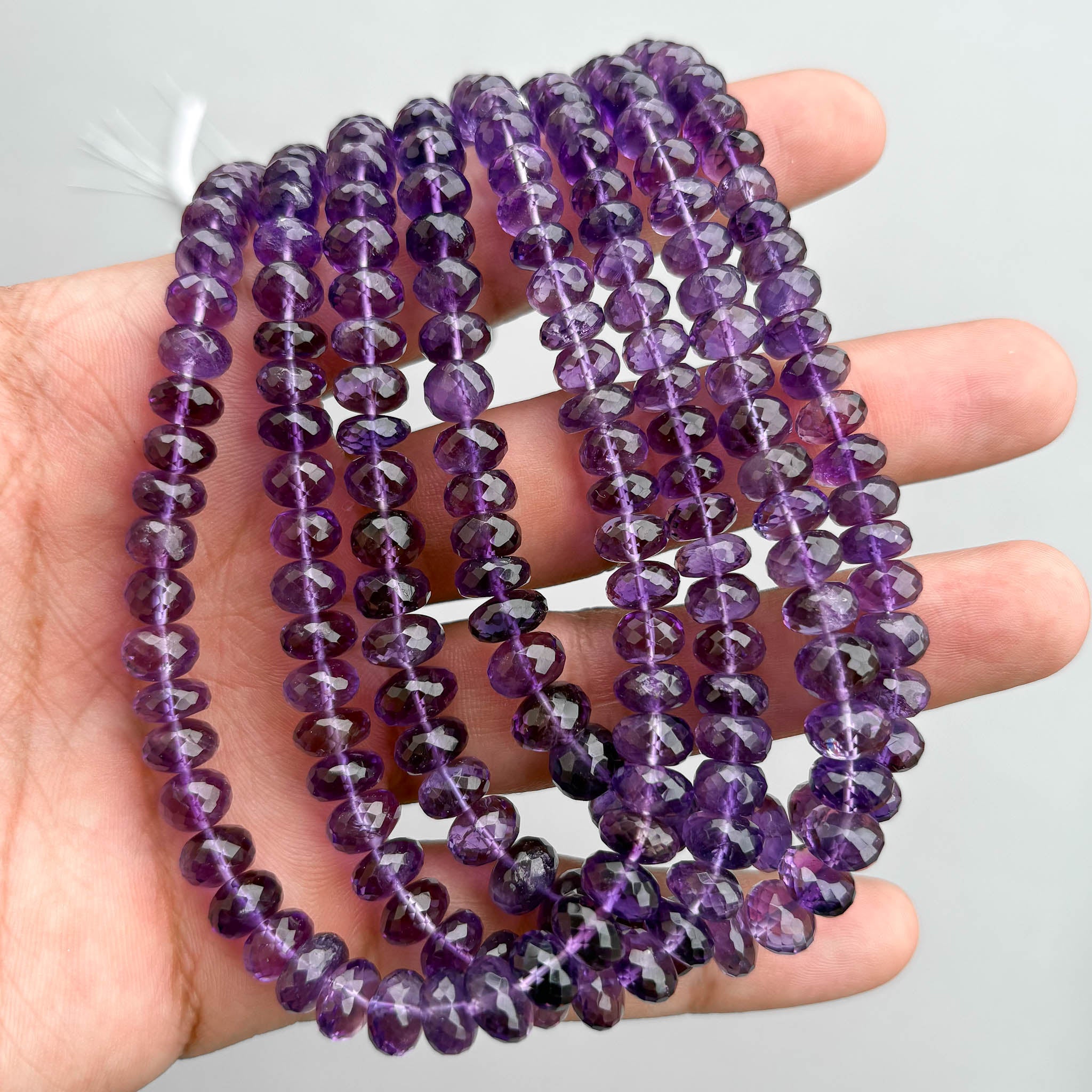 Natural Amethyst Faceted Rondelle Beads 5–8.5mm – 16" Semi-Precious Gemstone Strand