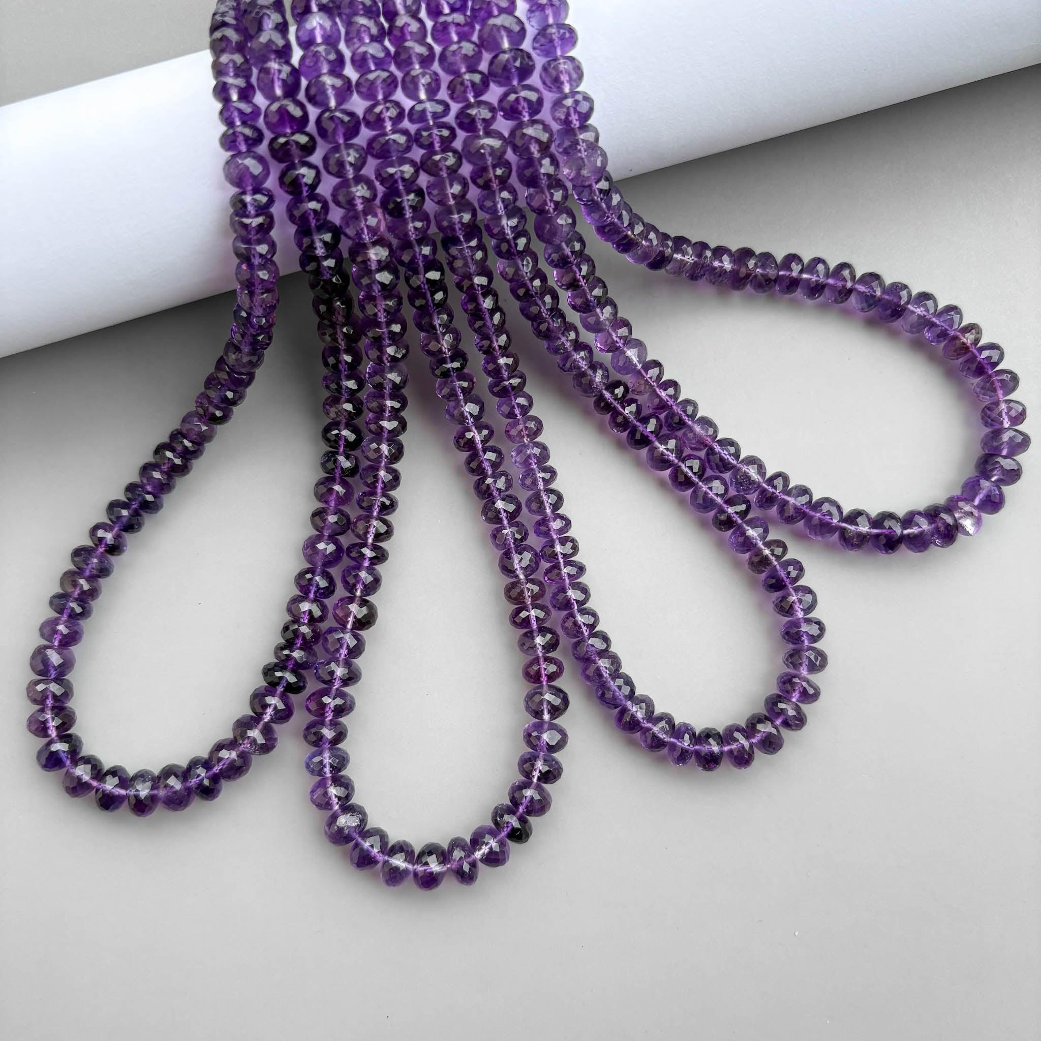 Natural Amethyst Faceted Rondelle Beads 5–8.5mm – 16" Semi-Precious Gemstone Strand