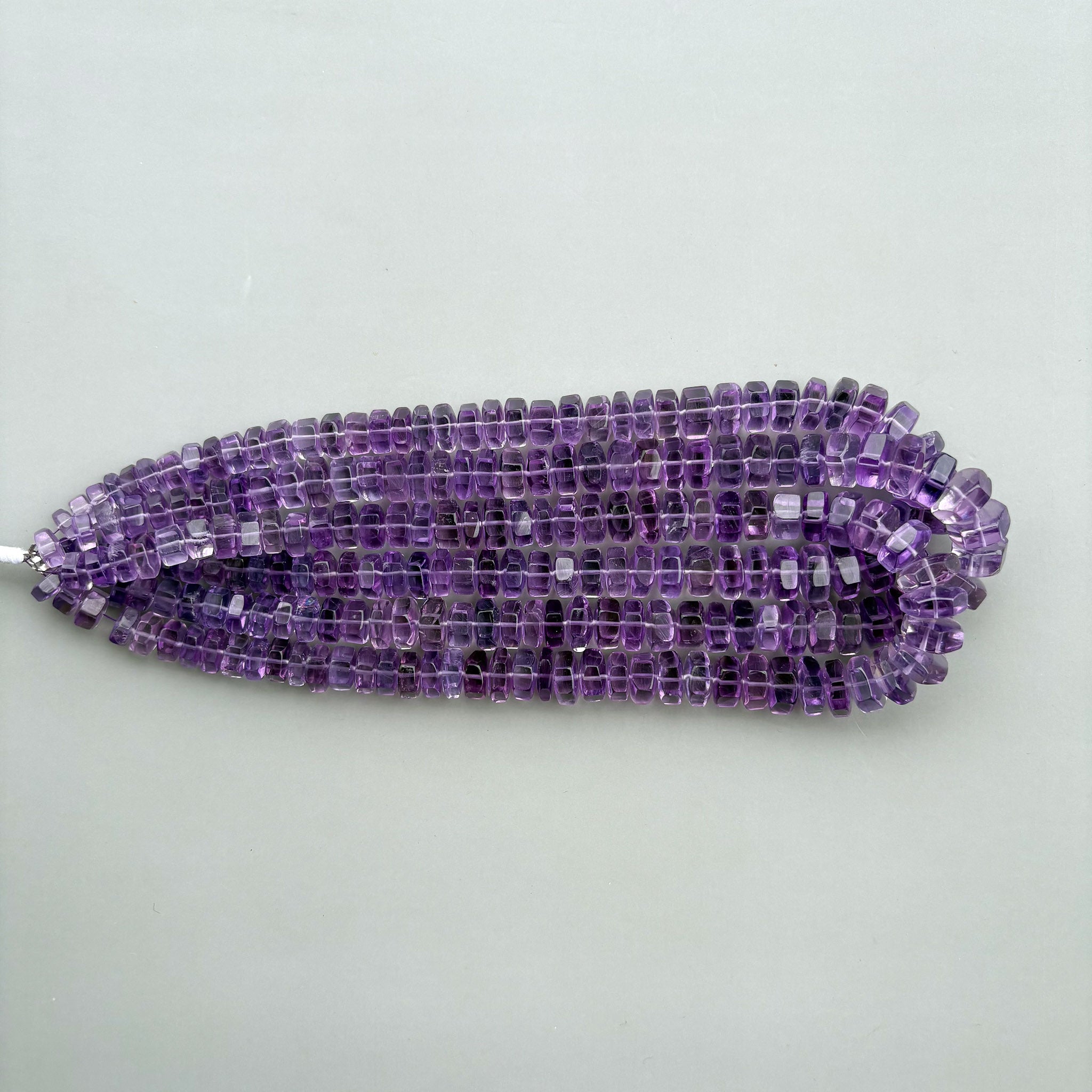Natural Amethyst Faceted Bolt Shape Beads 7–12mm – 16″ Semi Precious Gemstone Hexagon Bolt Beads Strand