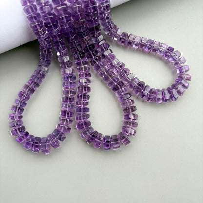 Natural Amethyst Faceted Bolt Shape Beads 7–12mm – 16″ Semi Precious Gemstone Hexagon Bolt Beads Strand