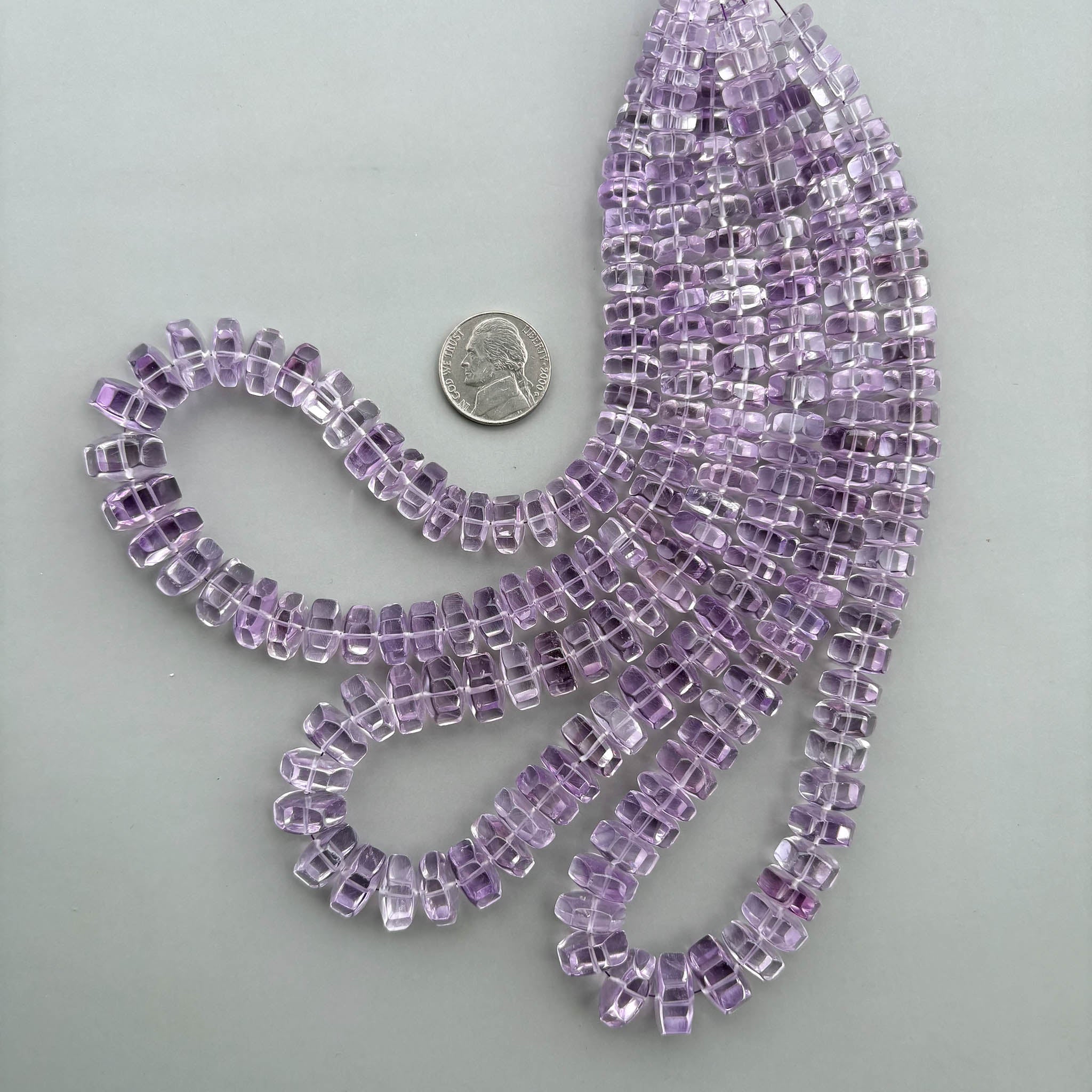 6–13mm pink amethyst faceted hexagon bolt gemstone beads