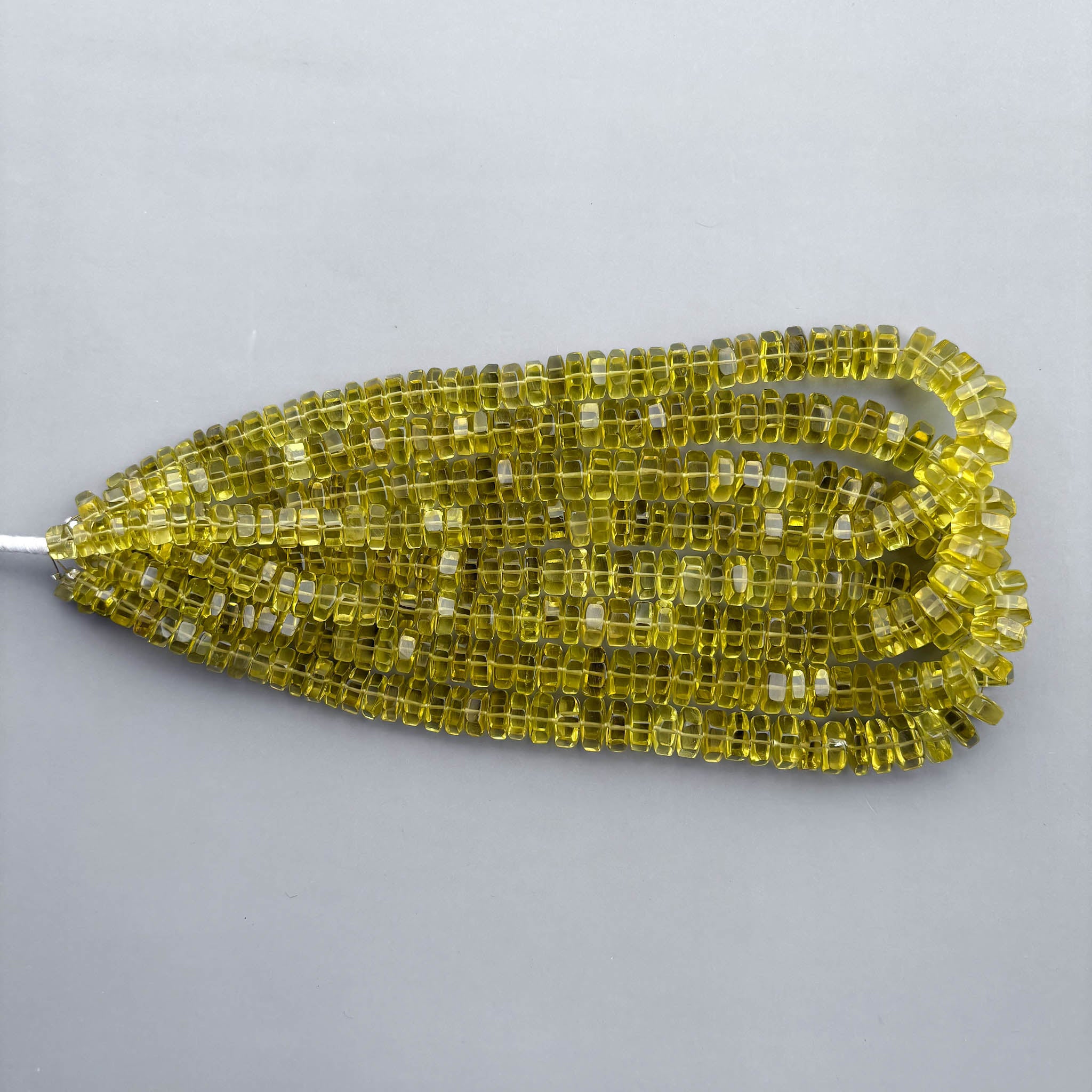 Natural Lemon Quartz Faceted Bolt Shape Beads 8–11mm – 16″ Semi Precious Gemstone Hexagon Bolt Beads Strand