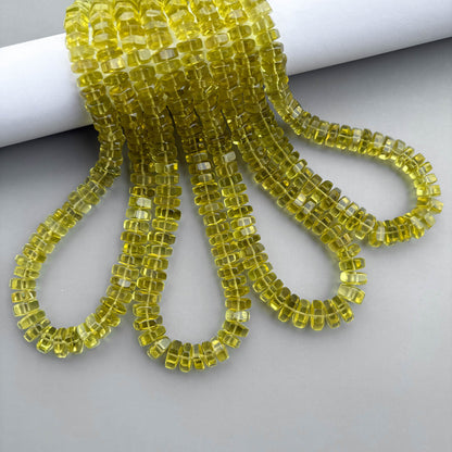 Natural Lemon Quartz Faceted Bolt Shape Beads 8–11mm – 16″ Semi Precious Gemstone Hexagon Bolt Beads Strand