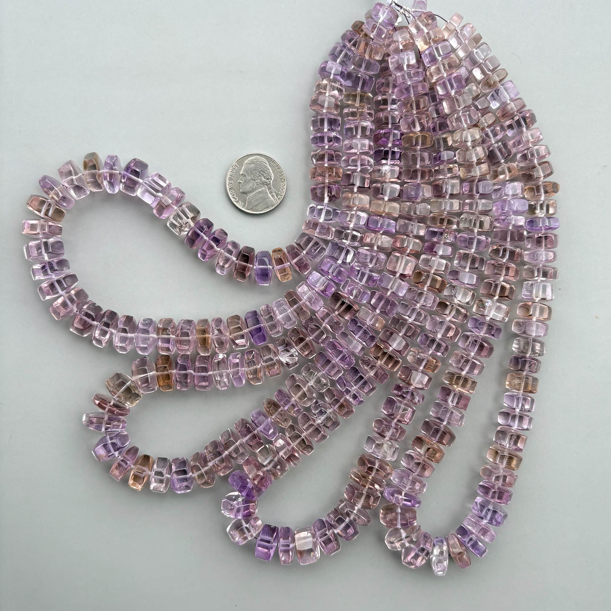 natural ametrine faceted bolt shape hexagon fancy beads
