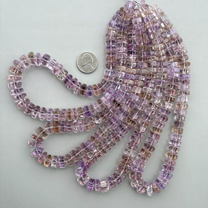 natural ametrine faceted bolt shape hexagon fancy beads
