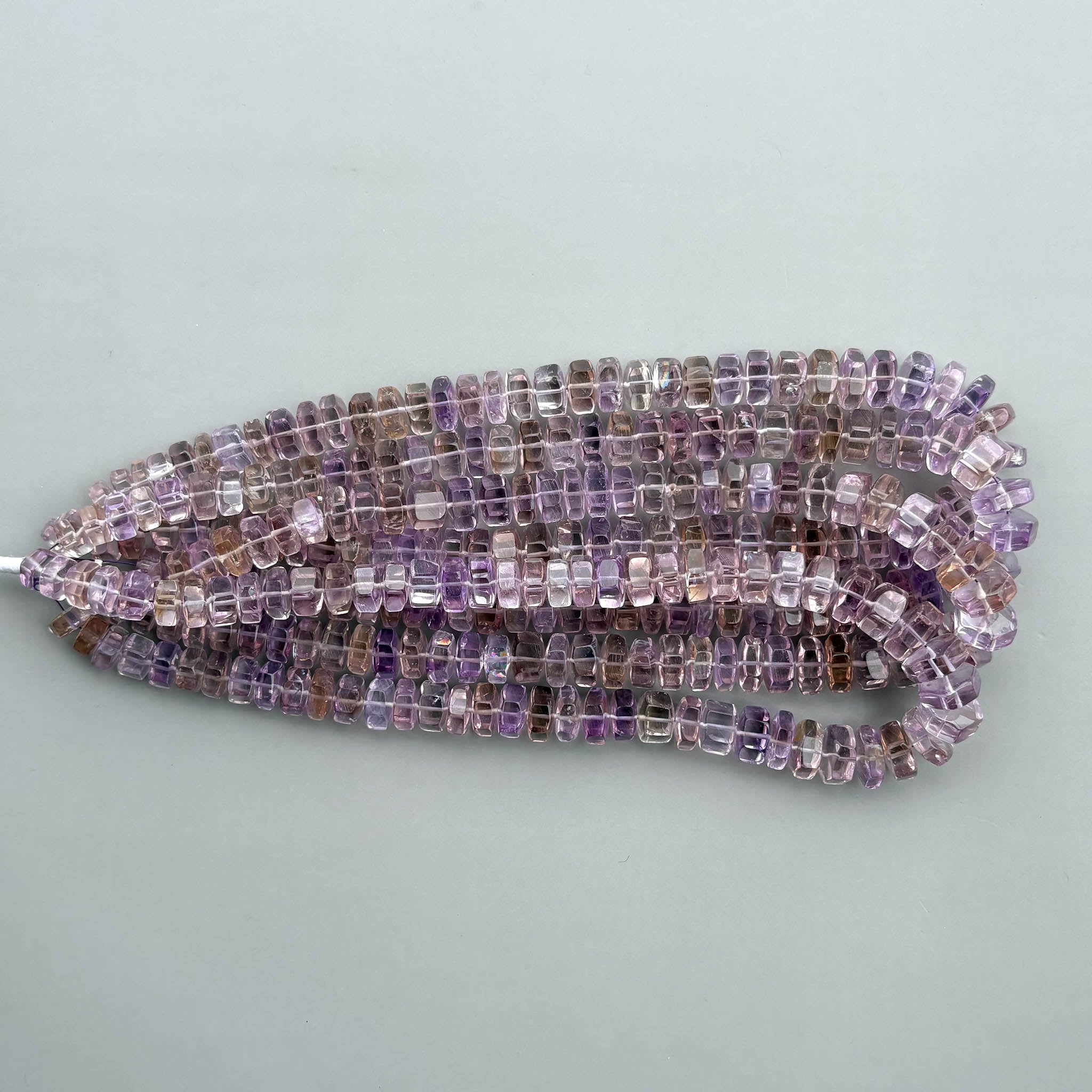 Natural Ametrine Faceted Bolt Shape Beads 9–12mm – 16″ Semi Precious Gemstone Hexagon Bolt Beads Strand